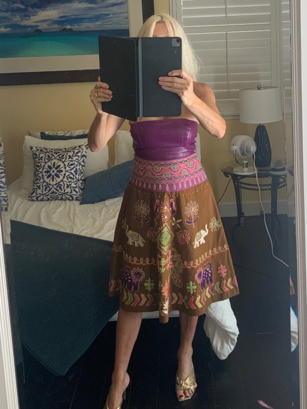 Anthropologie (Basil & Maude) Embrodered/Jewelled Skirt